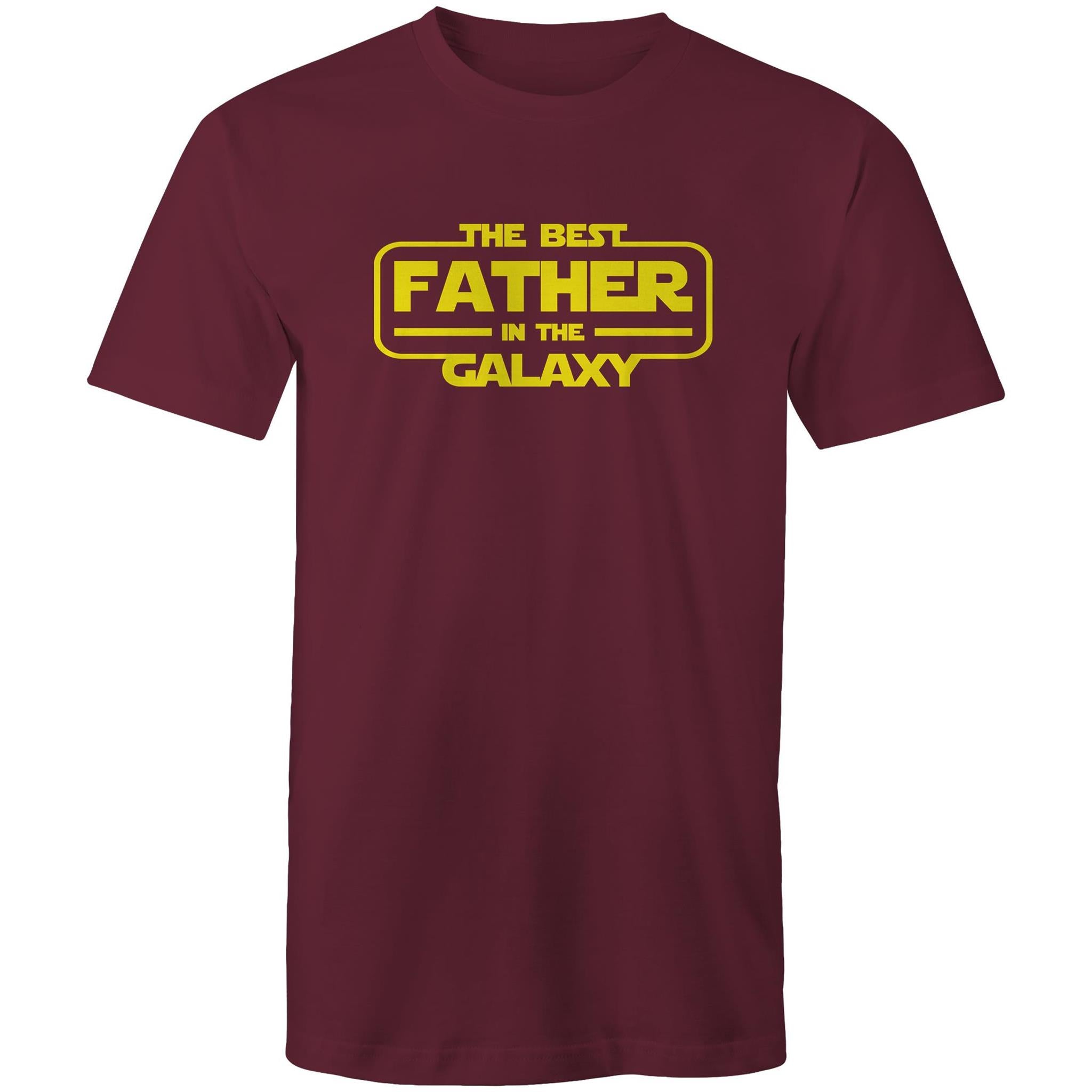 The Best Father In The Galaxy - Mens T-Shirt Burgundy Mens T-shirt Dad Printed In Australia