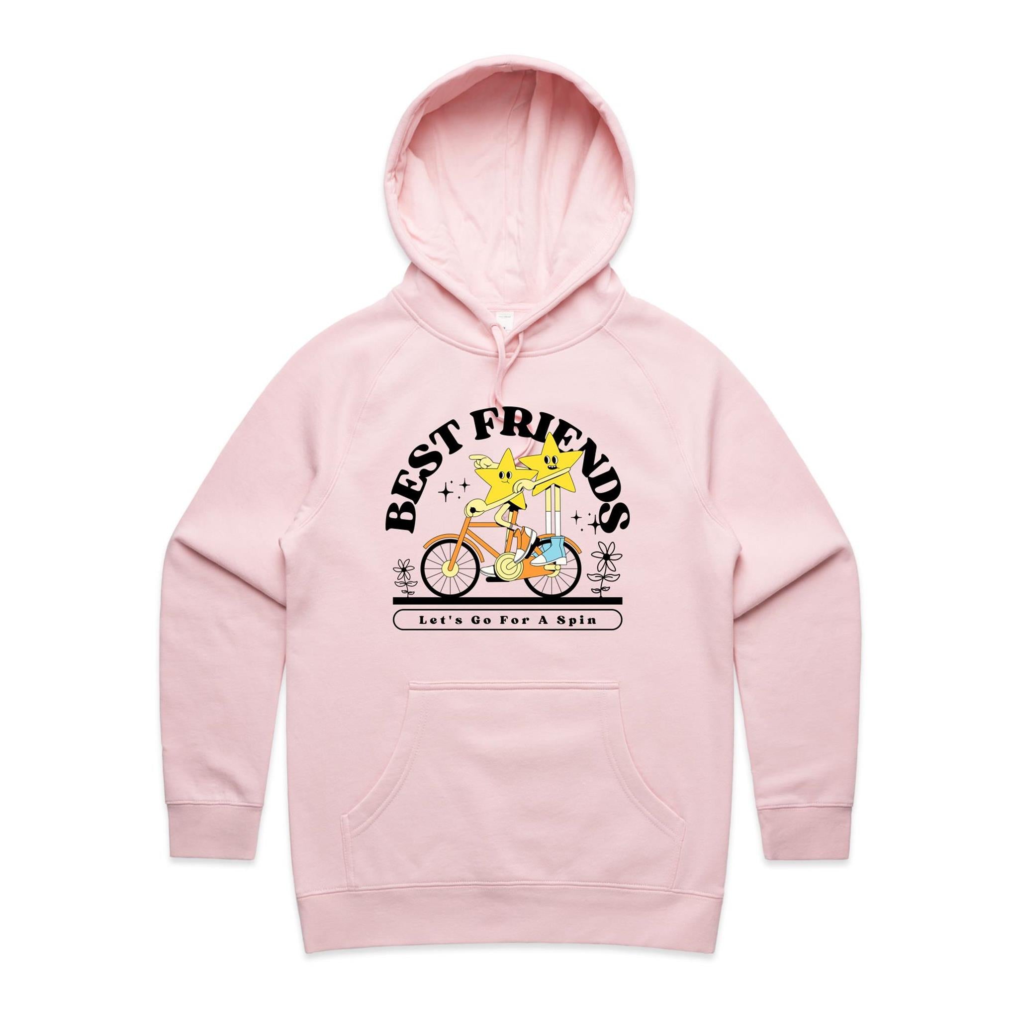 Best Friends - Womens Hoodie Pink Womens Hoodie Printed In Australia