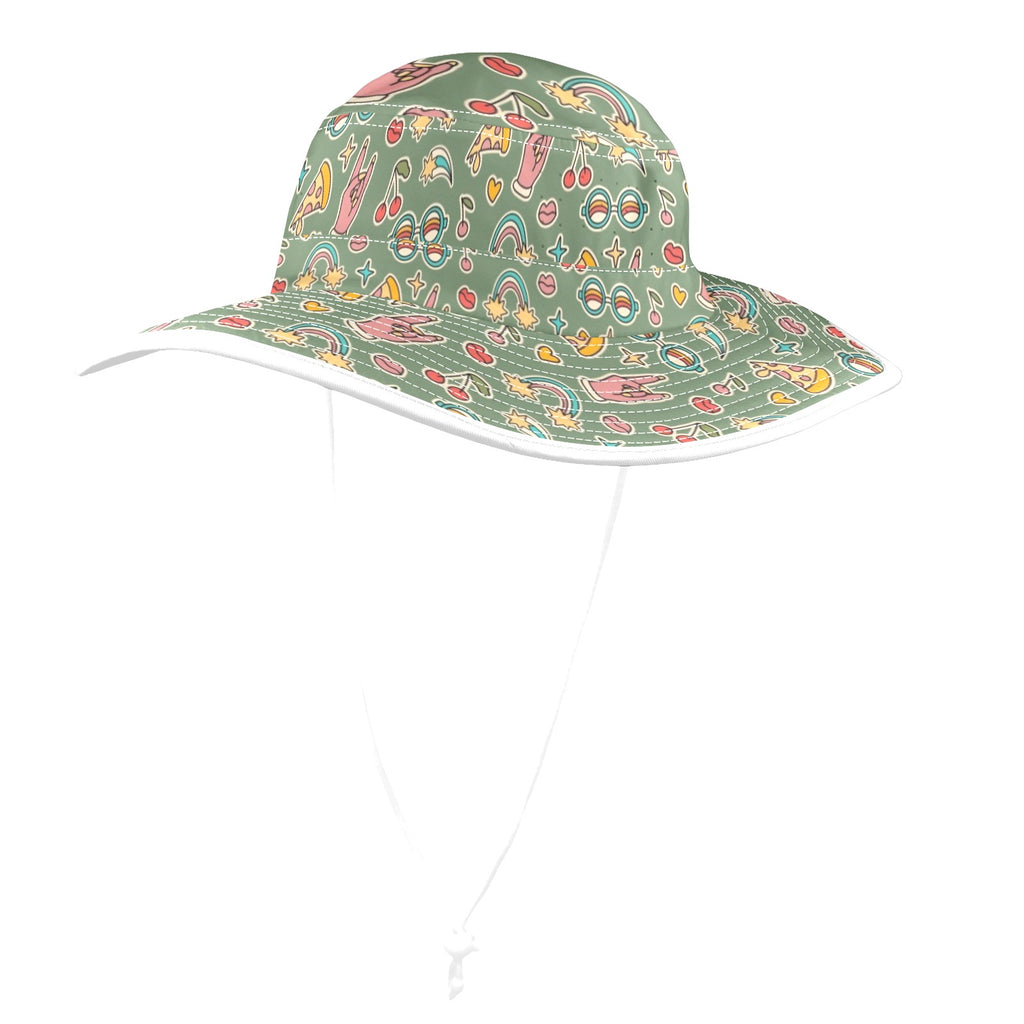 Groovy Retro Wide Brim Bucket Hat Wide Brim Bucket Hat Printed Offshore Retro