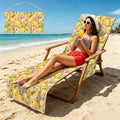 Tropical Fruit Drink Beach Chair Towel Cover with Side Pockets
