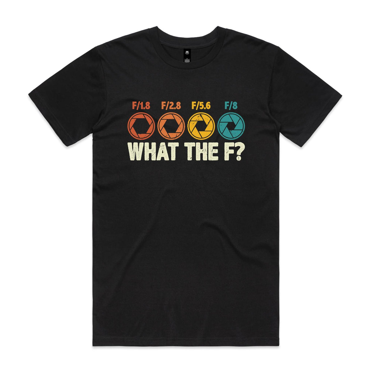Camera Settings What The F Men's AS Colour T-shirt Black Mens T-shirt Printed In Australia