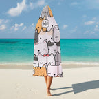 Cat Hello Kids Hooded Blanket 100cm x 130cm Kids Hooded Blanket animal Printed Offshore