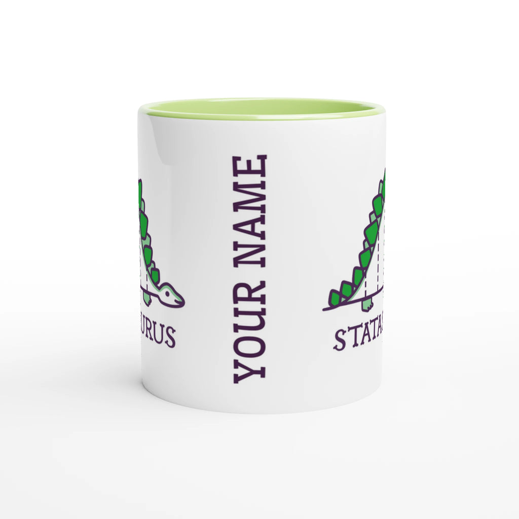 Personalised - Statasaurus - White 11oz Ceramic Mug with Colour Inside Personalised 11oz Mug animal customise Globally Fulfilled Maths personalise Science