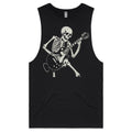 Skeleton Playing Guitar Mens Men's AS Colour Drop Arm Tank Top Black Drop Arm Tank Top Music Printed In Australia
