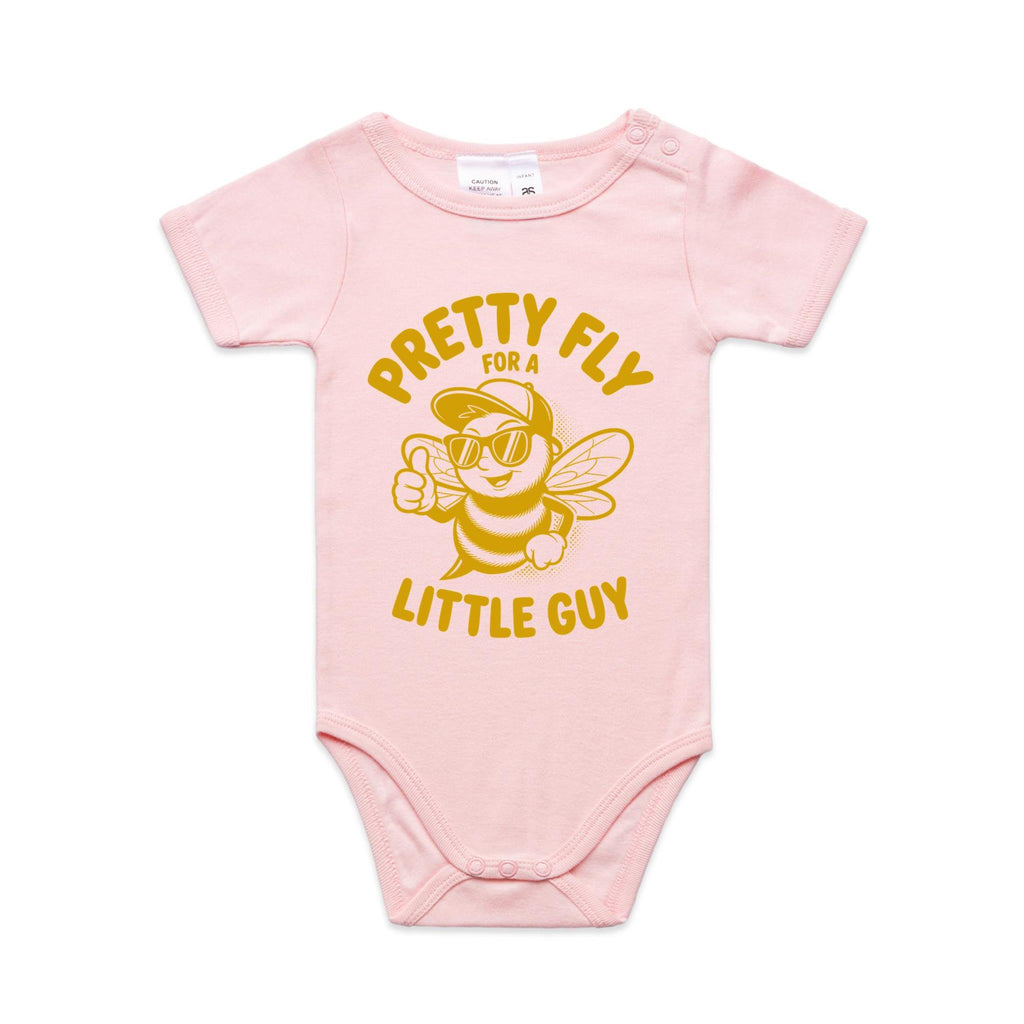 Pretty Fly For A Little Guy, Cool Bee AS Colour Baby Bodysuit Pink Baby Bodysuit animal Printed In Australia