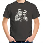 Alien Bigfoot Heart Hands - Kids Youth T-shirt Charcoal Kids Youth T-shirt Love Printed In Australia Sci Fi