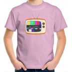 Retro TV, No Signal - Kids Youth T-Shirt Pink Kids Youth T-shirt Printed In Australia Retro Tech