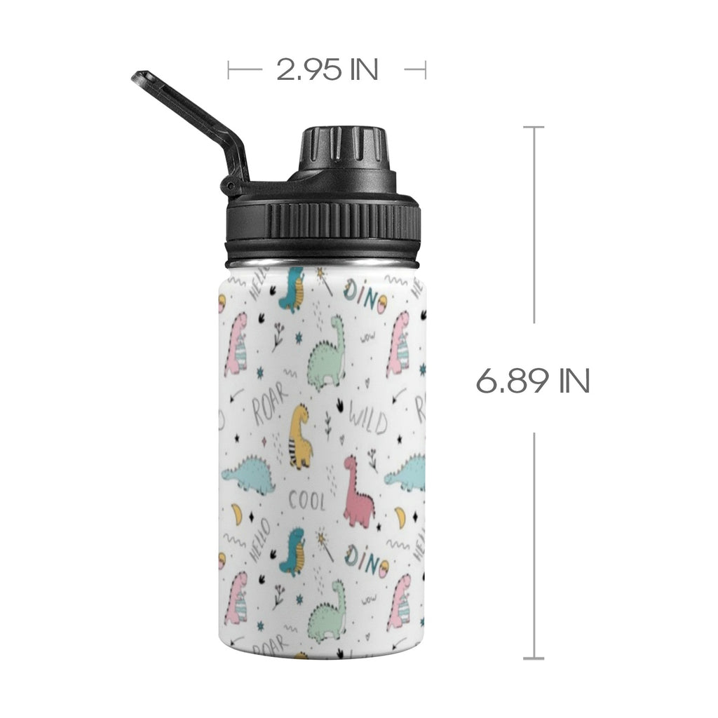Quirky Dinosaurs Kids Water Bottle with Chug Lid (12 oz) One Size Kids Water Bottle with Chug Lid animal Printed Offshore
