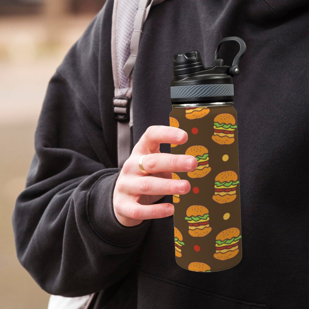 Burgers - Insulated Water Bottle with Dual-Use Lid (18oz) Insulated Water Bottle with Dual-Use Lid (18oz) Food Printed Offshore