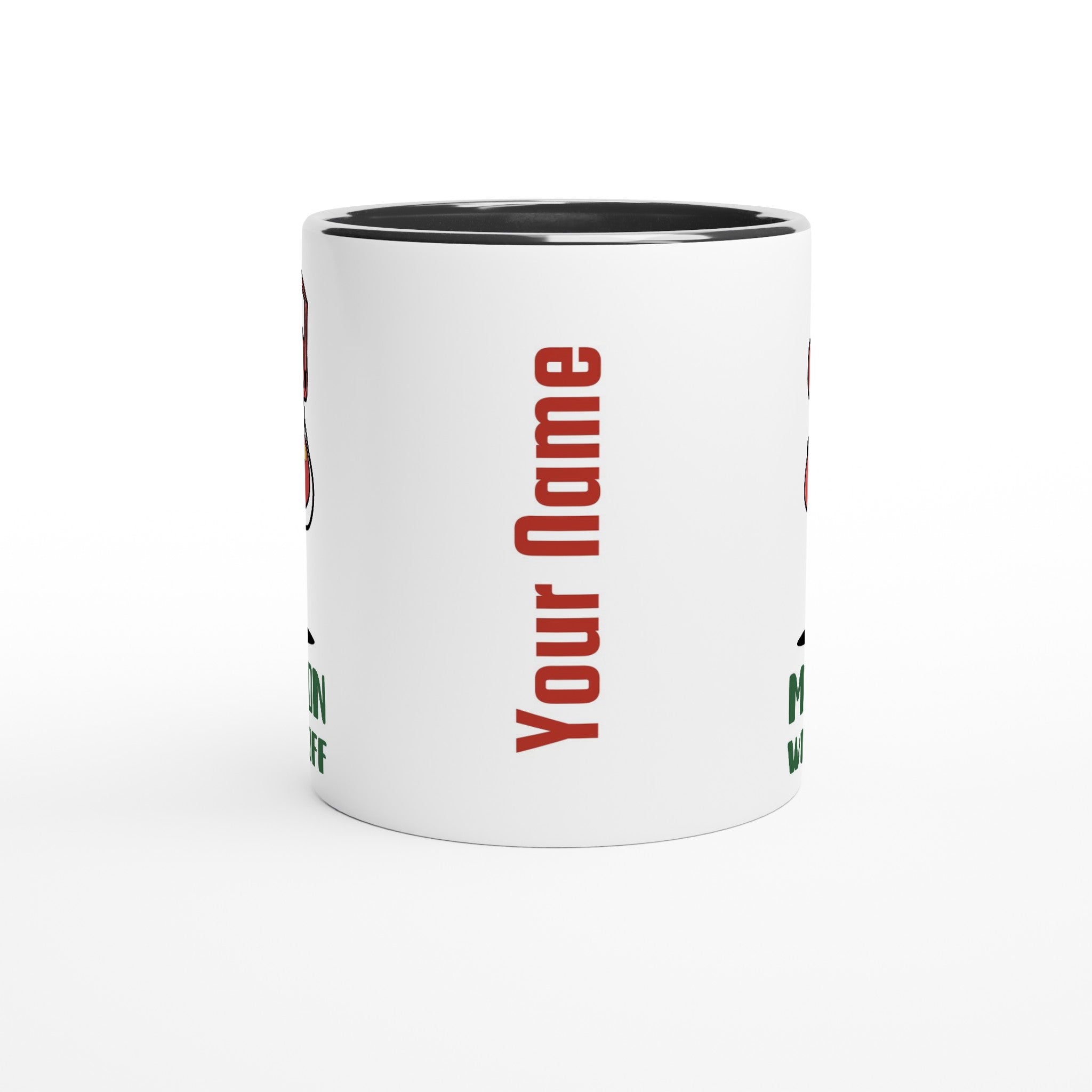 Personalised - Music On, Worries Off - White 11oz Ceramic Mug with Colour Inside Personalised 11oz Mug customise Globally Fulfilled Music personalise