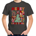 Merry Christmas - Kids Youth T-Shirt Charcoal Kids Christmas T-shirt Christmas Printed In Australia