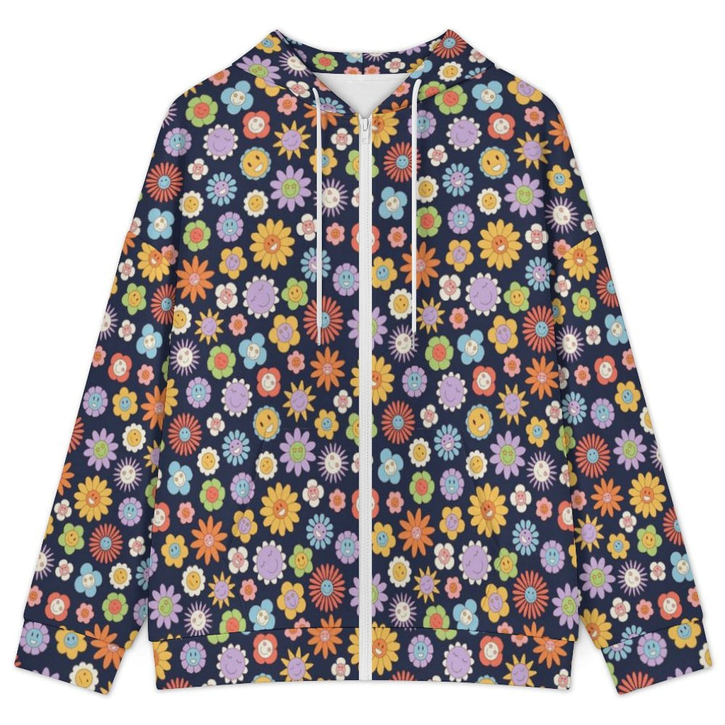 Groovy Flowers Women's Full-Zip Hoodie