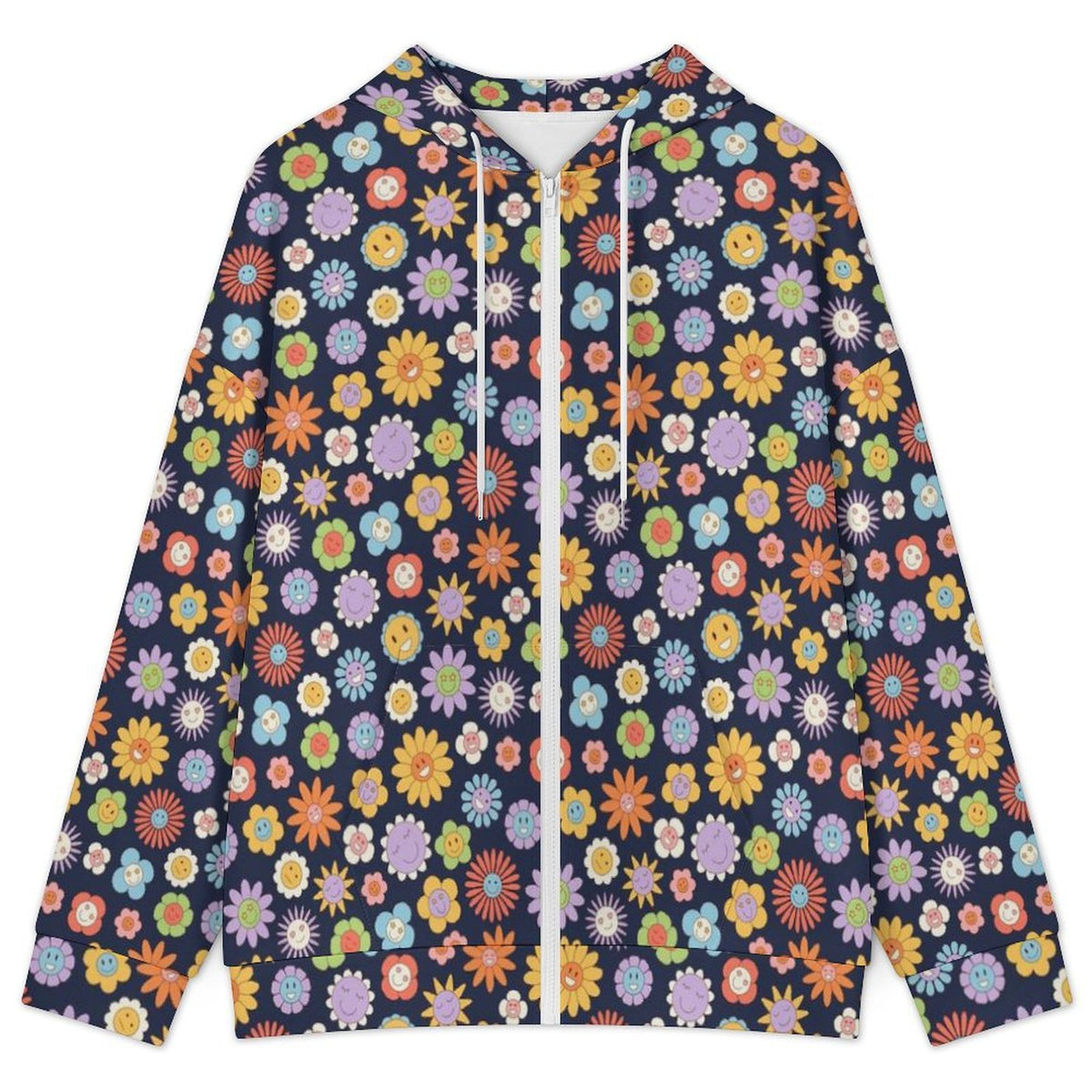 Groovy Flowers Women's Full-Zip Hoodie