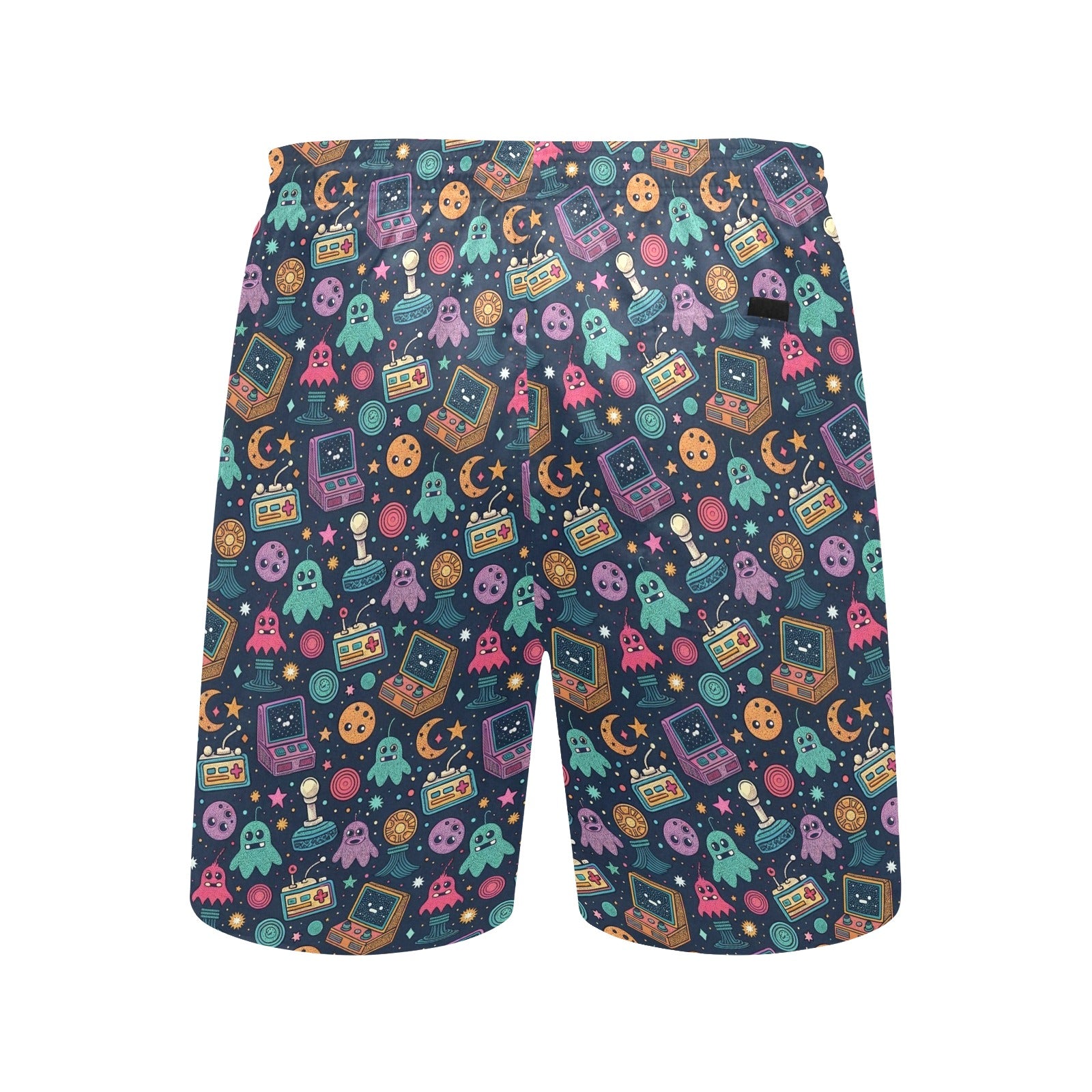 Space Arcade Men's Mid-Length Beach Shorts Men's Mid-Length Beach Shorts Games Printed Offshore Retro Sci Fi