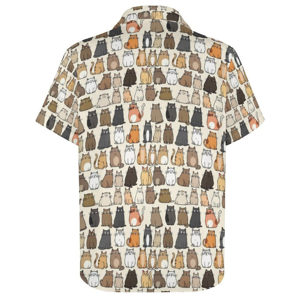 Lots Of Cats Women's Collared Pocketless Short Sleeve Shirt