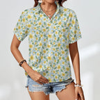 Delicate Frangipani - Women's Short-Sleeve Button Up Shirt