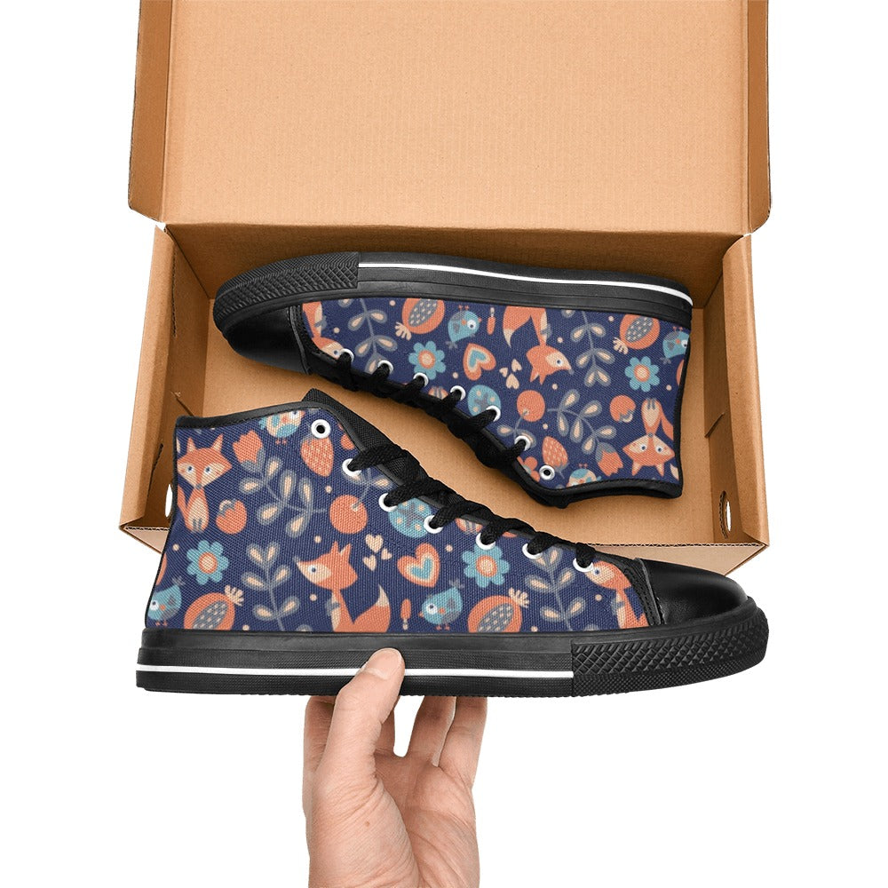 Cute Fox - Kids High Top Canvas Shoes