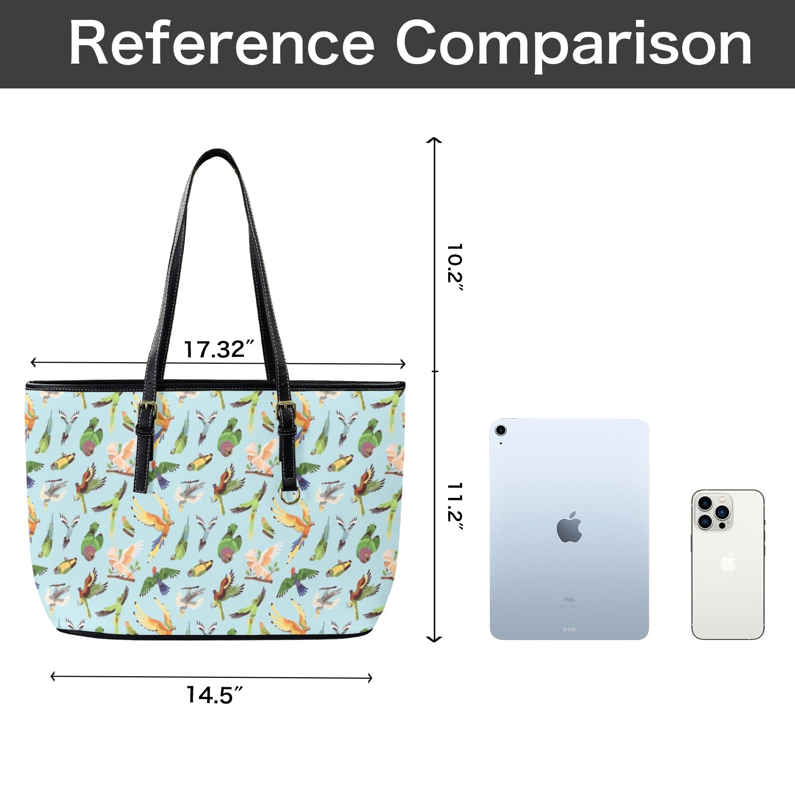 Parrots PU Leather Tote Bag Large Leather Tote Bag-Large animal Printed Offshore