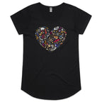 Heart Music - Womens Scoop Neck T-Shirt Black Womens Scoop Neck T-shirt Love Music Printed In Australia