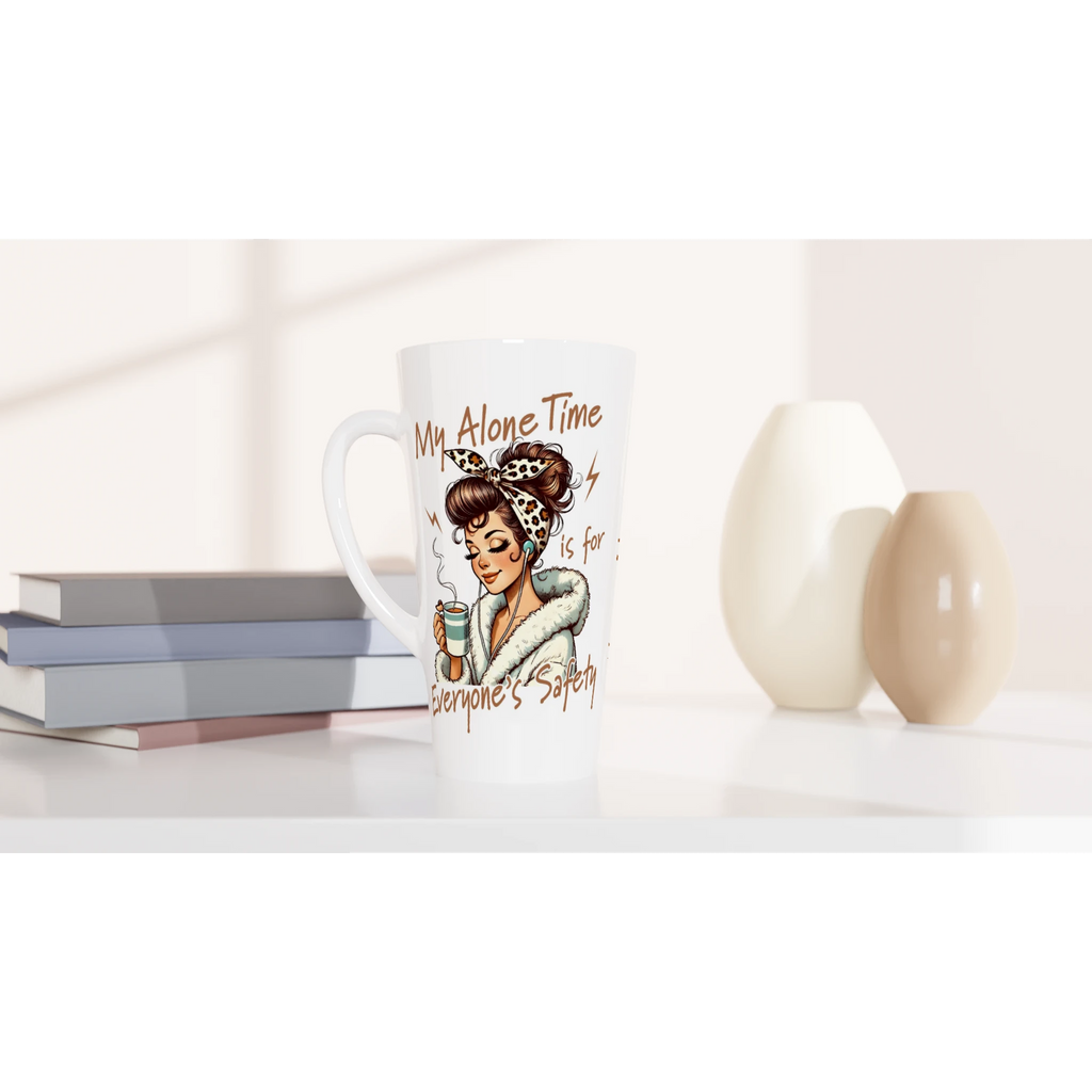 Personalised My Alone Time Is For Everyone's Safety White Latte 17oz Ceramic Mug Personalised Latte Mug Globally Fulfilled
