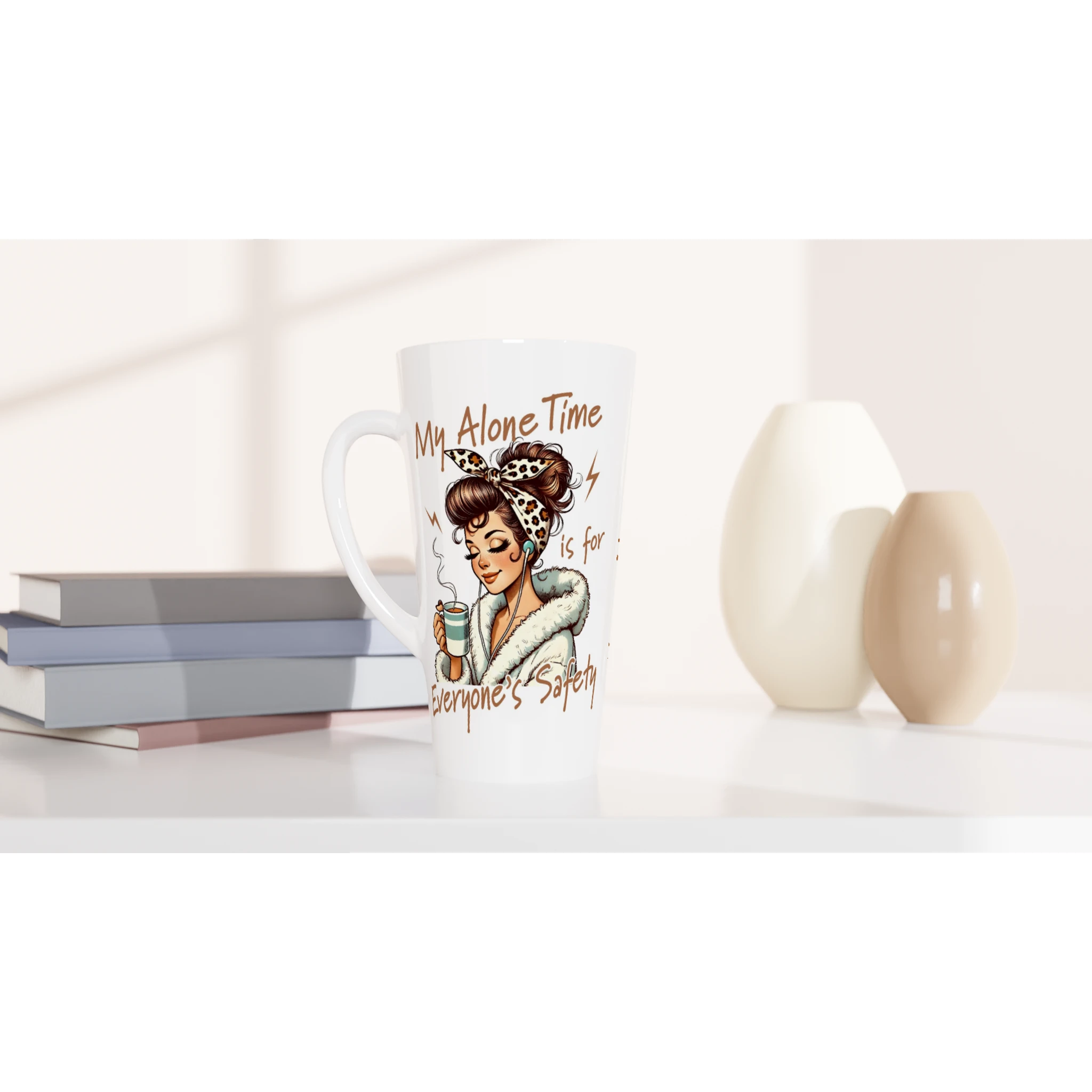 Personalised My Alone Time Is For Everyone's Safety White Latte 17oz Ceramic Mug Personalised Latte Mug Globally Fulfilled