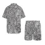 Black And White Abstract Men's Hawaiian Shirt & Shorts Set Men's Hawaiian Shirt & Shorts Set Printed Offshore