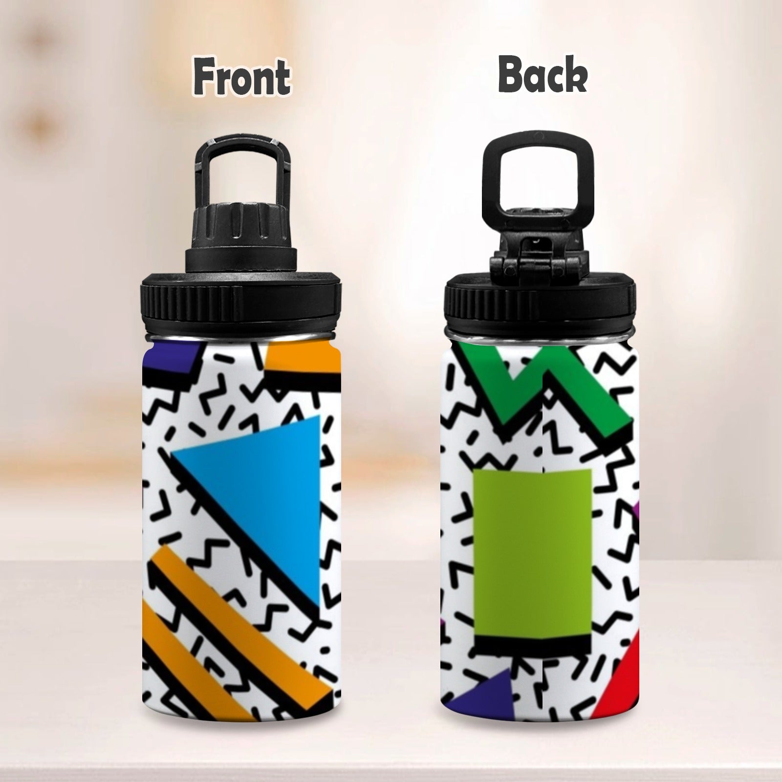 Graphic 80's - Kids Water Bottle with Chug Lid (12 oz)
