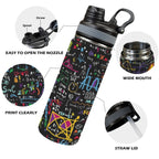 Math Scribbles - Insulated Water Bottle with Dual-Use Lid (18oz) Insulated Water Bottle with Dual-Use Lid (18oz) Maths Printed Offshore