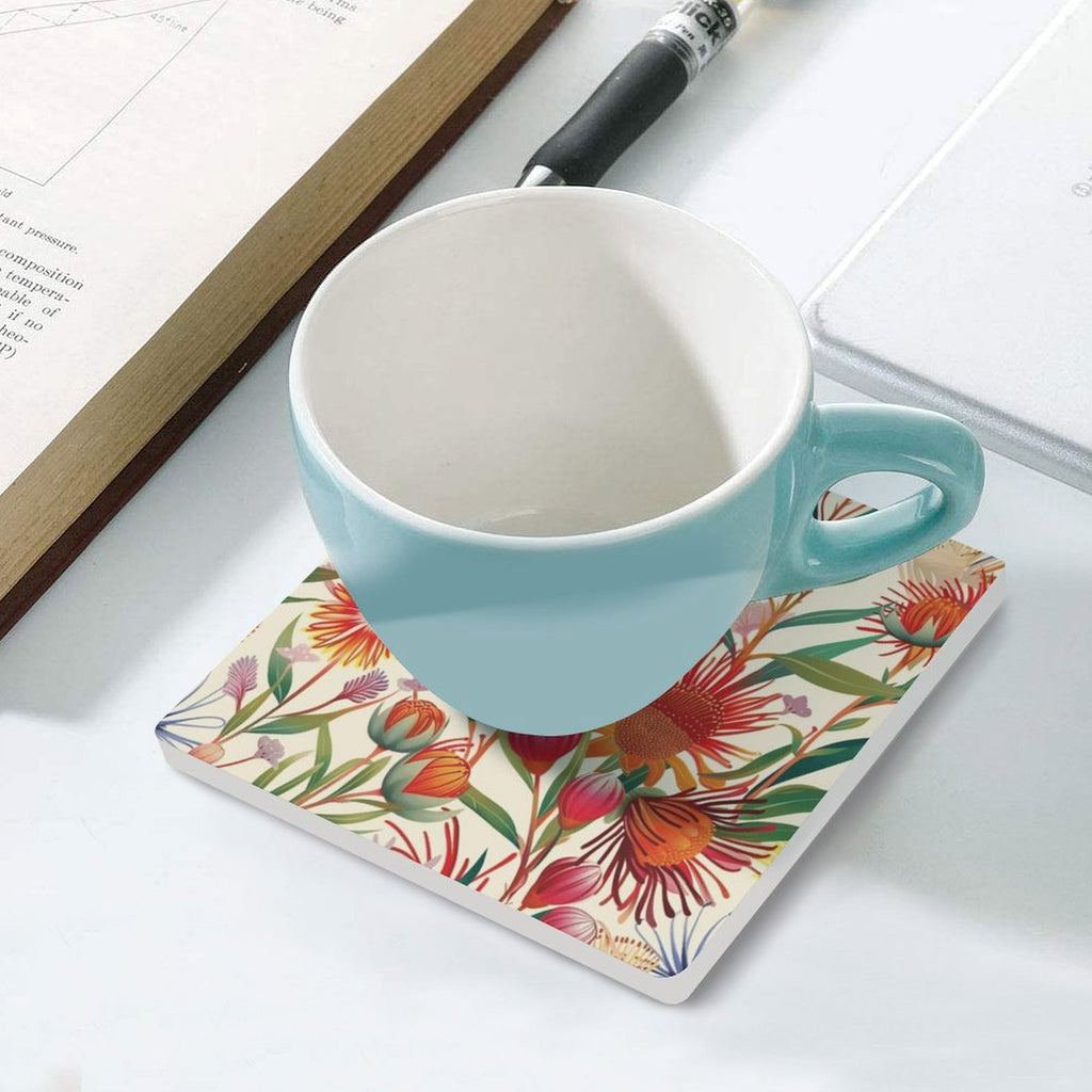 Australian Flora - Ceramic Coasters (Square) Ceramic Coasters Plants Printed Offshore