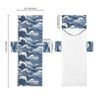 Japanese Waves Beach Chair Towel Cover with Side Pockets