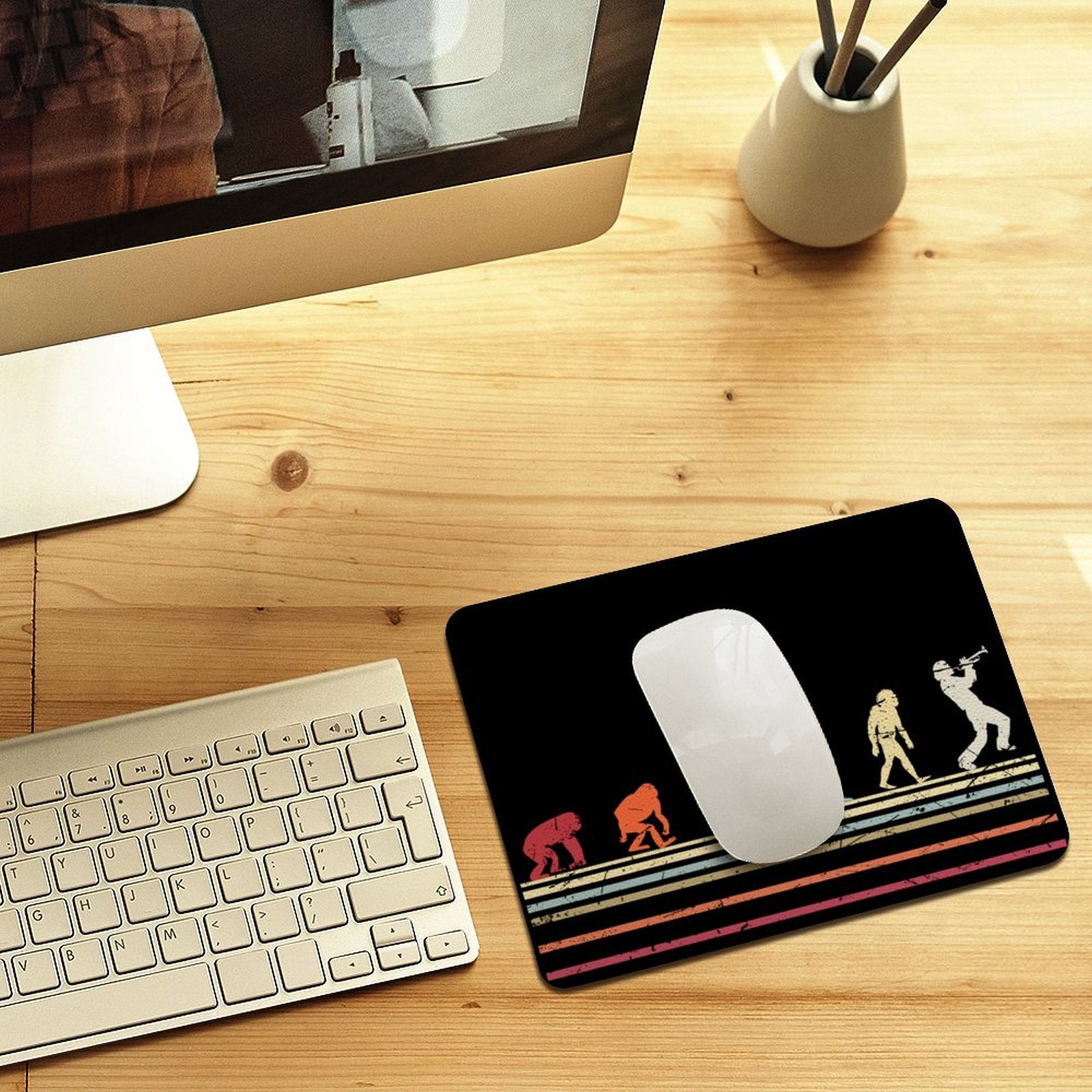 Evolution Of A Trumpet Player Leather Mouse Pad Leather Mouse Pad Music Printed Offshore