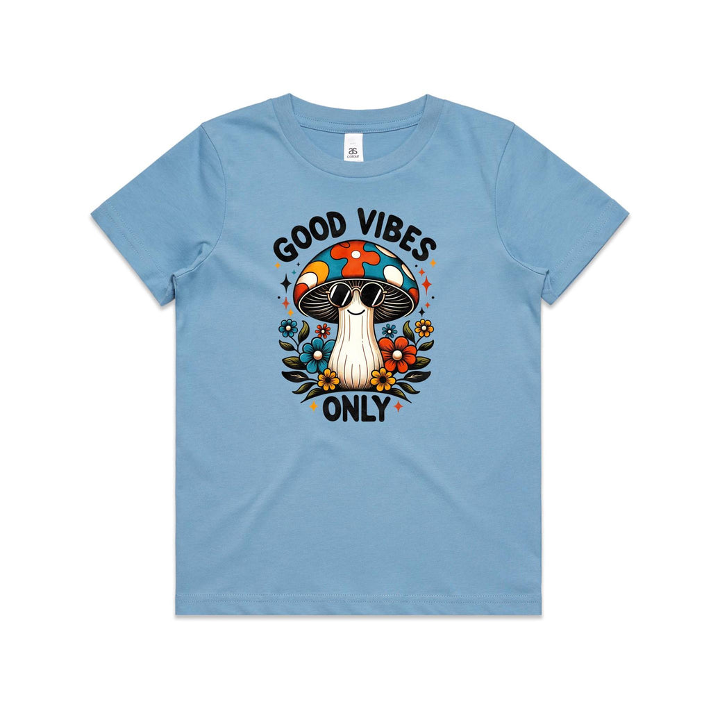 Good Vibes Only, Hippie Mushroom With Sunglasses - Kids T-shirt