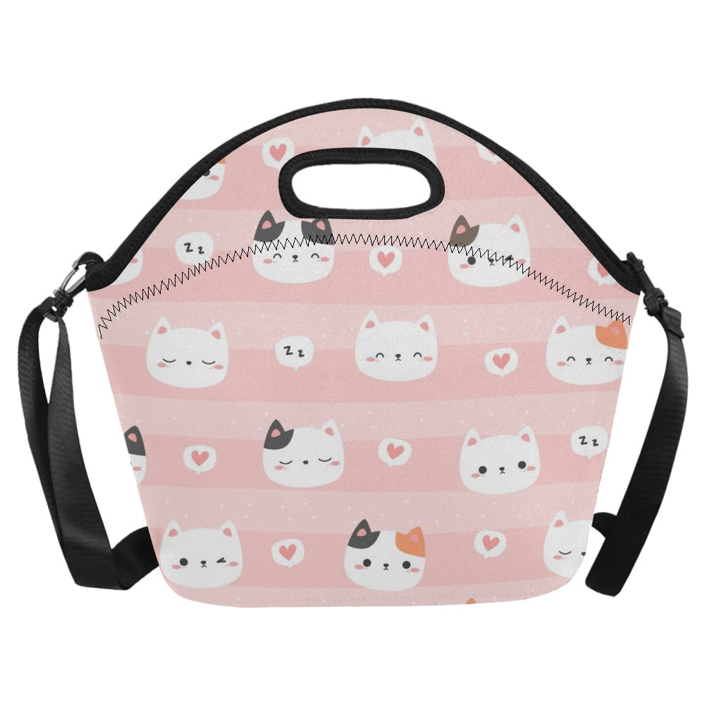 Pink Cats - Neoprene Lunch Bag Neoprene Lunch Bag Printed Offshore