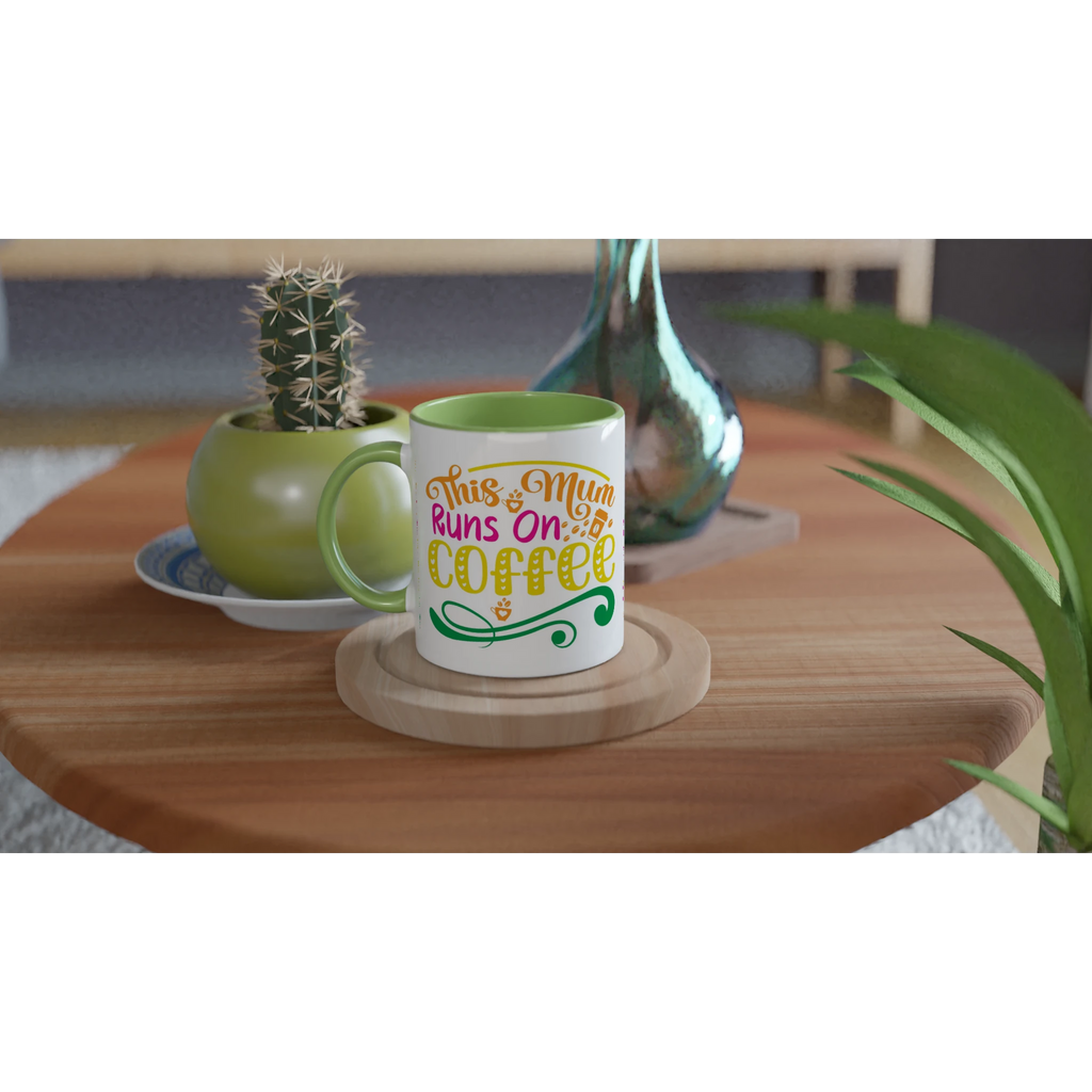Personalised - This Mum Runs On Coffee - 11oz Ceramic Mug Personalised Mug customise Globally Fulfilled Mum personalise
