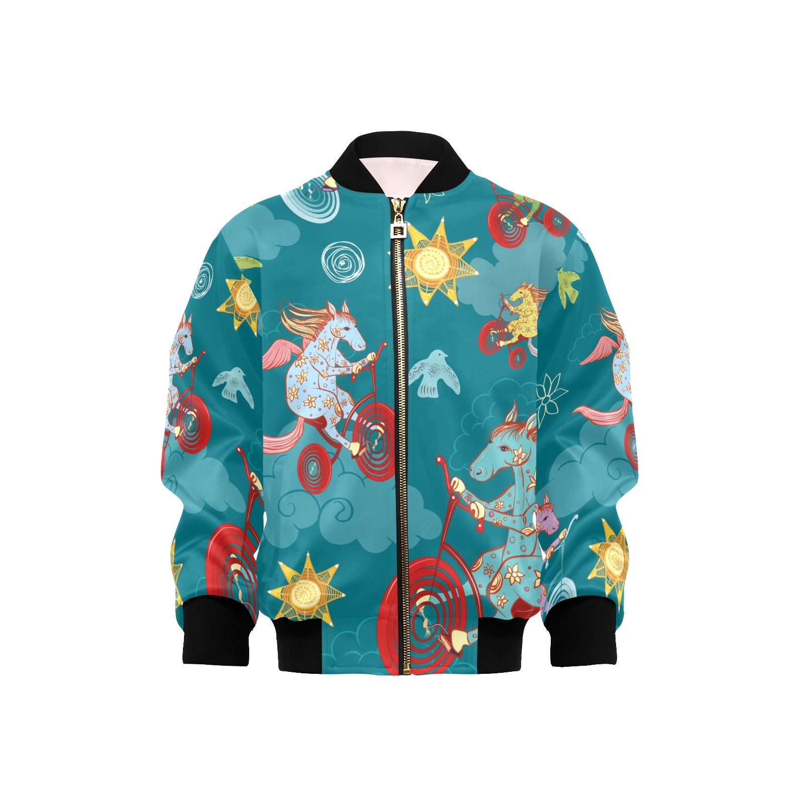 Horses On Bikes Kids Bomber Jacket XL Kids Bomber Jacket animal Printed Offshore