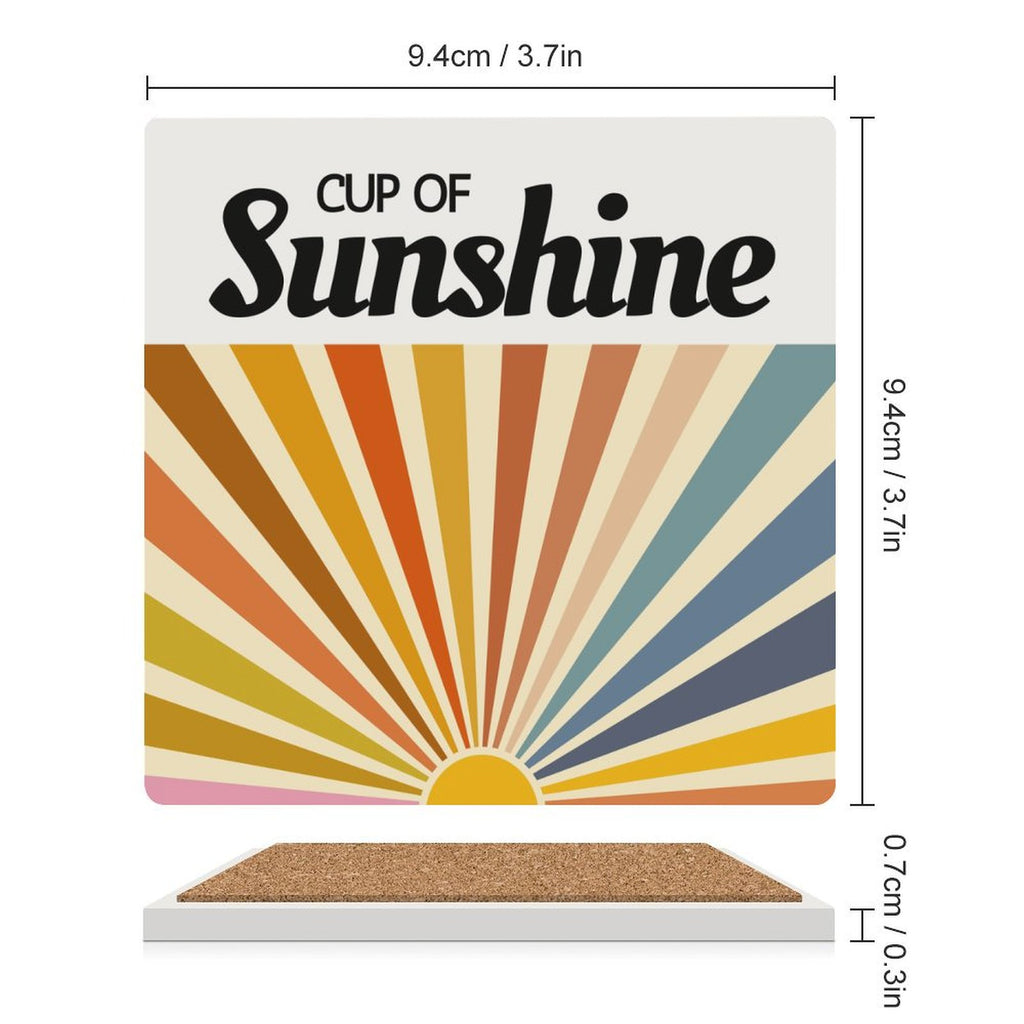 Cup Of Sunshine - Ceramic Coasters (Square) Ceramic Coasters Printed Offshore