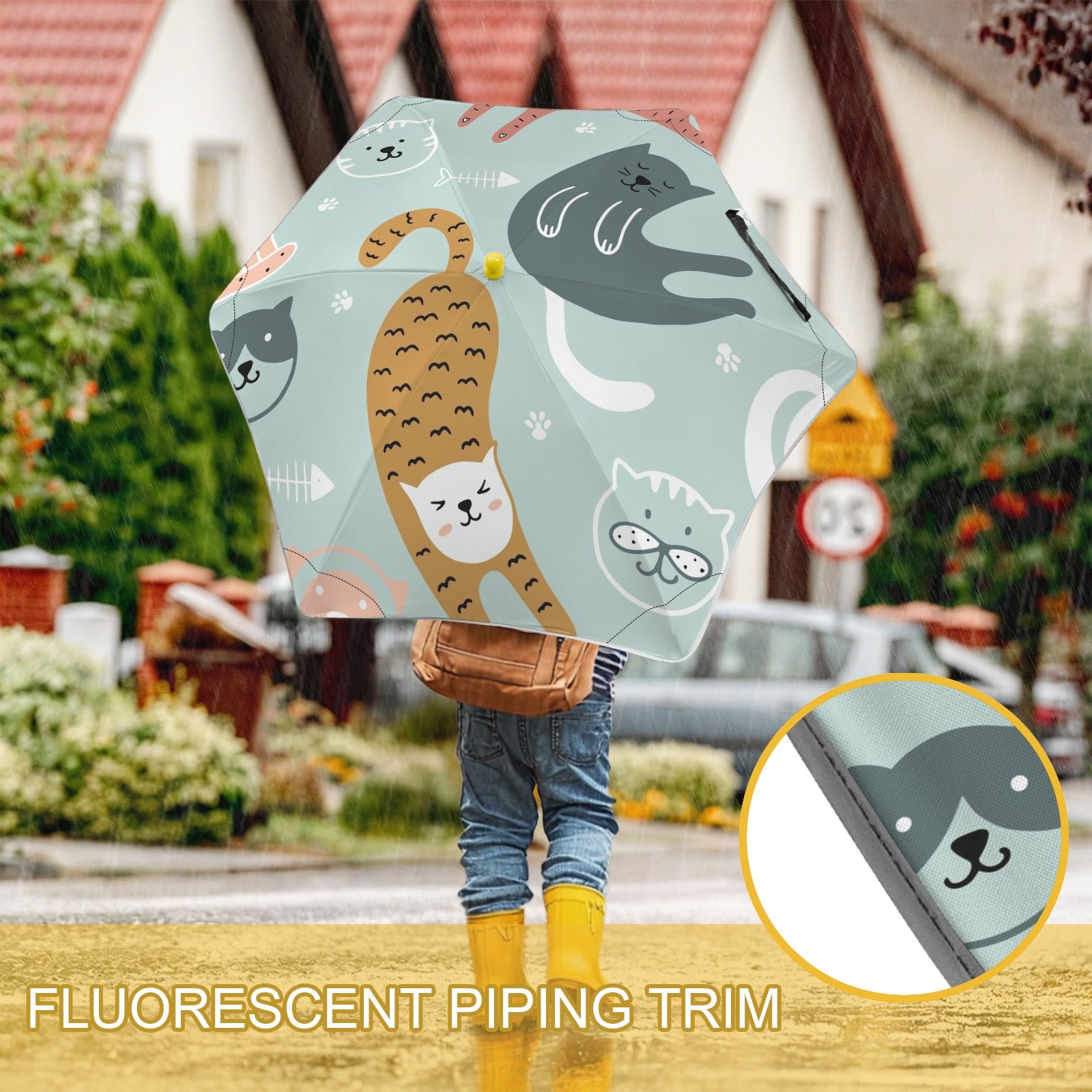 Cat Stretch Kids Safe Round Corner Umbrella Kids Safe Round Corner Umbrella animal Printed Offshore