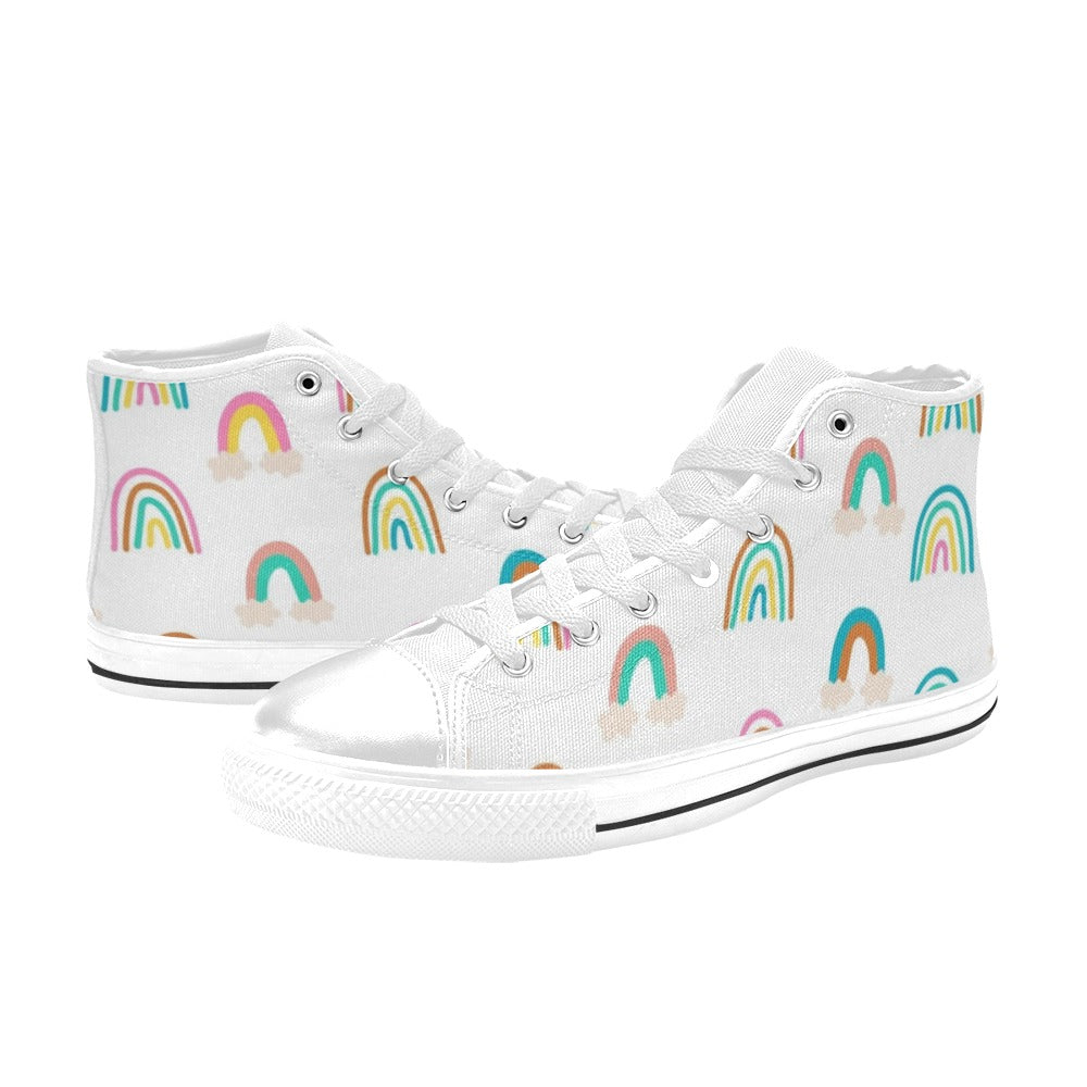 Cloud Rainbows - Kids High Top Canvas Shoes