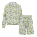 Delicate Frangipani Men's Lightweight Sun Hoodie & Shorts Set Men's Lightweight Sun Hoodie & Shorts Plants Printed Offshore