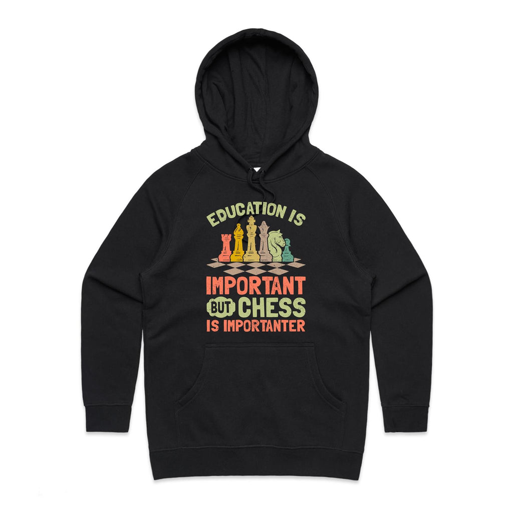 Chess And Education - Womens Hoodie Black Womens Hoodie Chess Games Printed In Australia