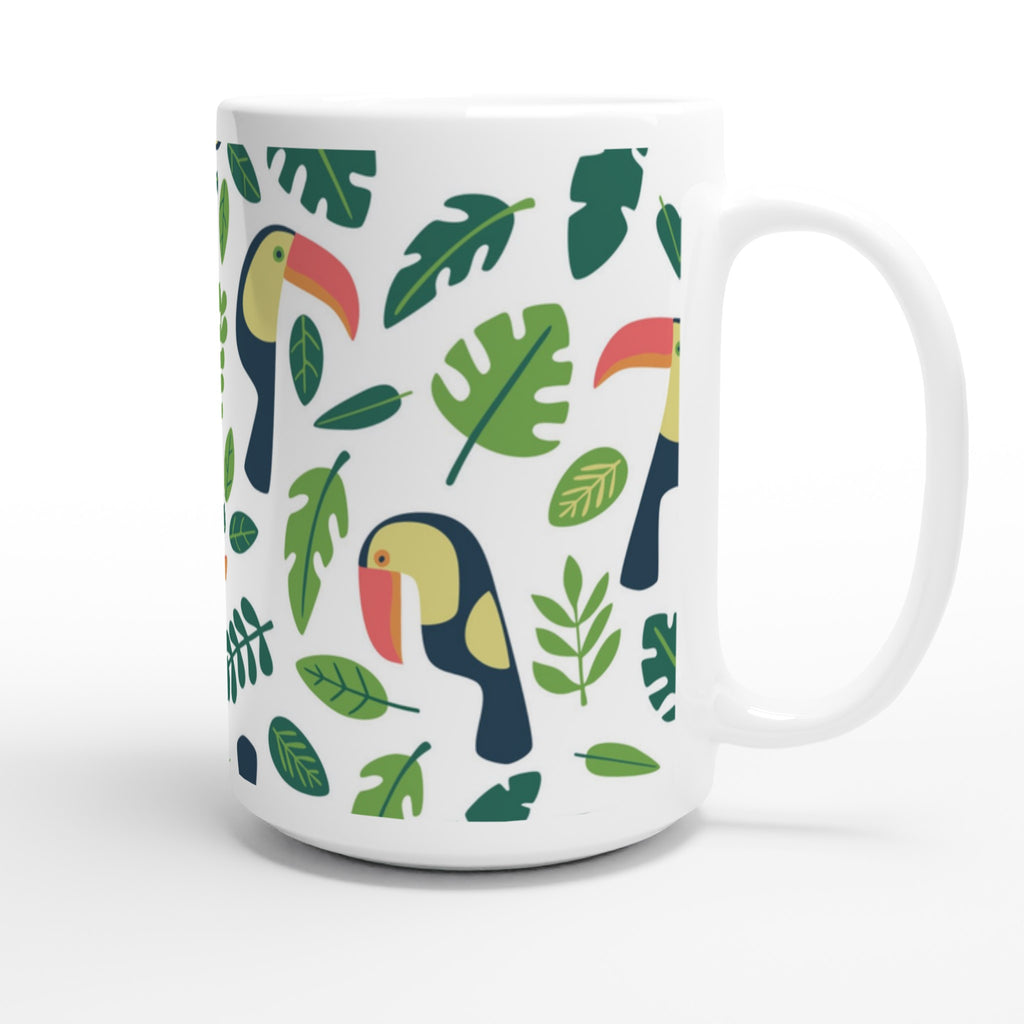 Toucans - White 15oz Ceramic Mug 15oz Mug Globally Fulfilled