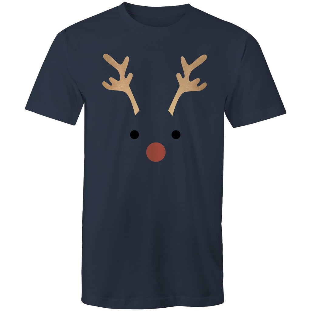 Red Nose Reindeer - Mens T-Shirt Navy Mens Christmas T-shirt Christmas Printed In Australia