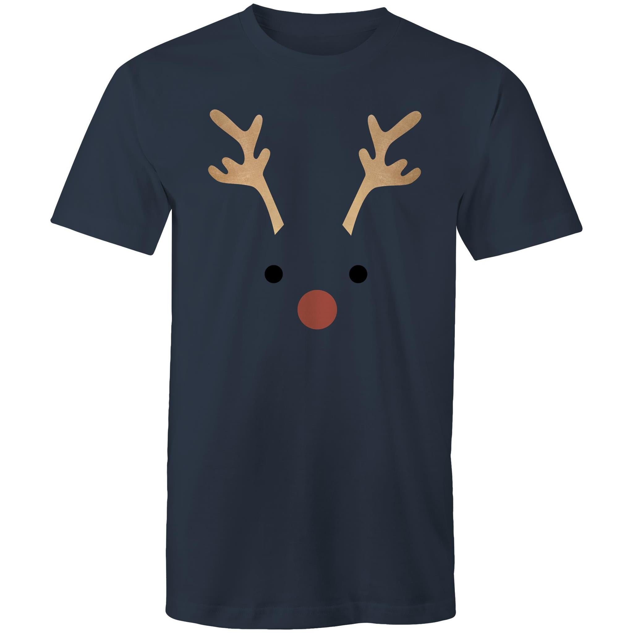 Red Nose Reindeer - Mens T-Shirt Navy Mens Christmas T-shirt Christmas Printed In Australia