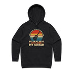 In My Head I'm Playing My Guitar - Womens Hoodie Black Womens Hoodie Music Printed In Australia