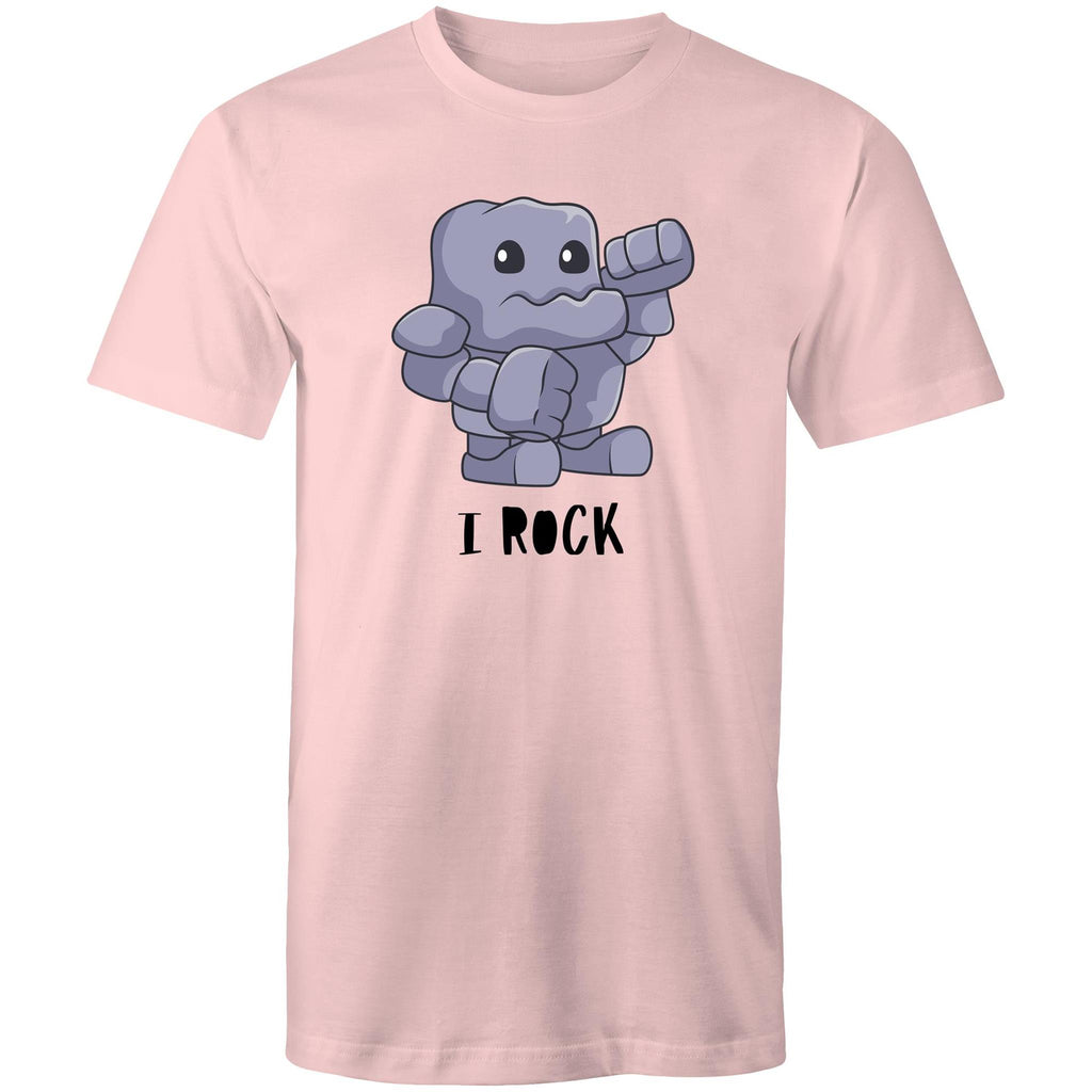 I Rock - Mens T-Shirt Pink Mens T-shirt Music Printed In Australia