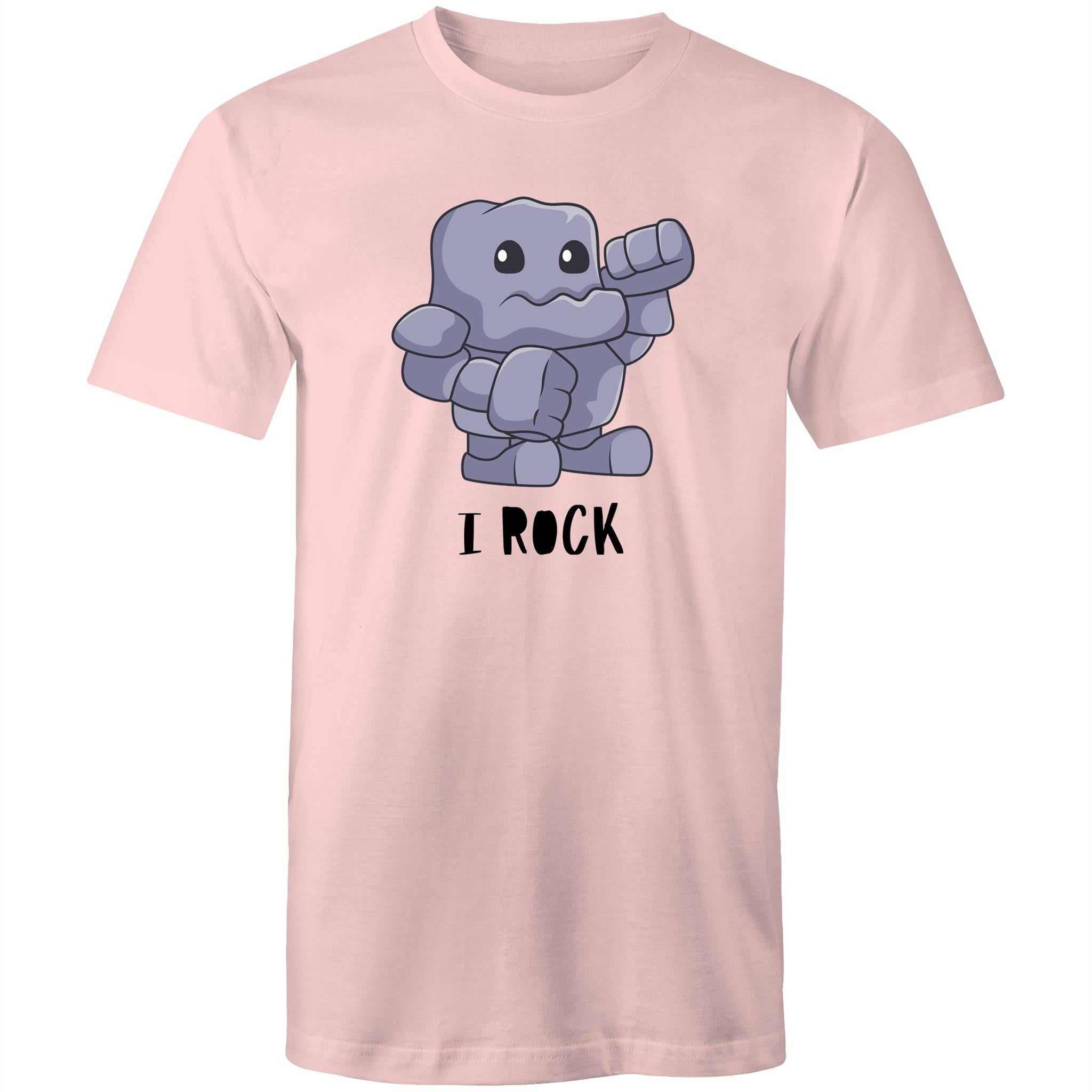 I Rock - Mens T-Shirt Pink Mens T-shirt Music Printed In Australia