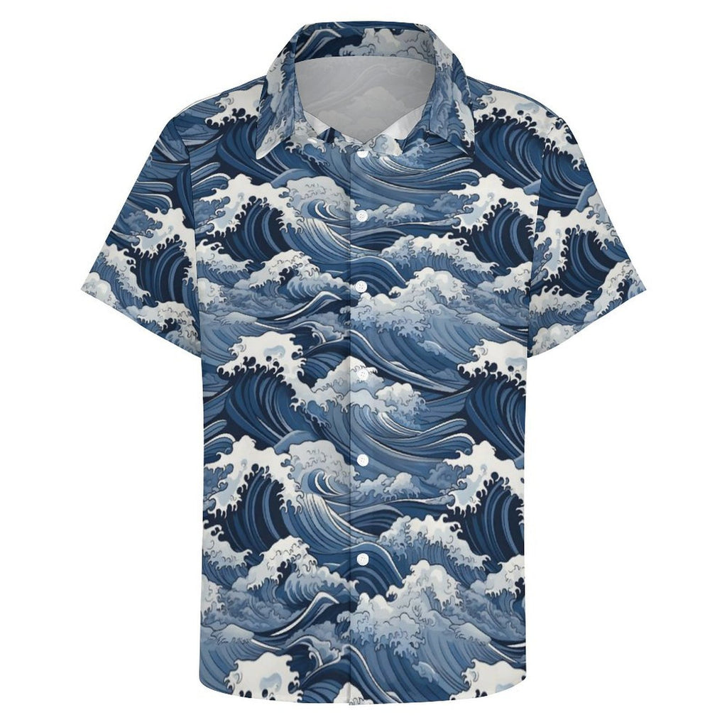 Japanese Waves Women's Collared Pocketless Short Sleeve Shirt