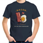 Bacon, You Are Truly Egg-cellent - Kids Youth T-Shirt Navy Kids Youth T-shirt Food Funny Printed In Australia
