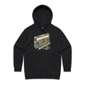 Cassette Tape And Pencil Women's AS Colour Hoodie Black Womens Hoodie Music Printed In Australia Retro