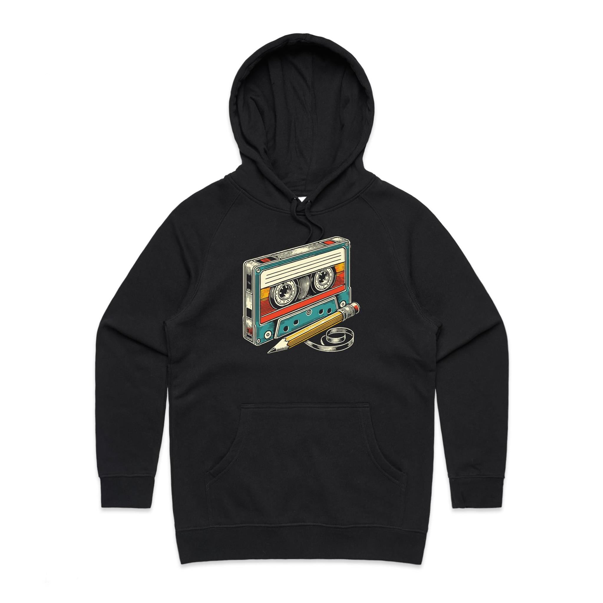 Cassette Tape And Pencil - Womens Hoodie